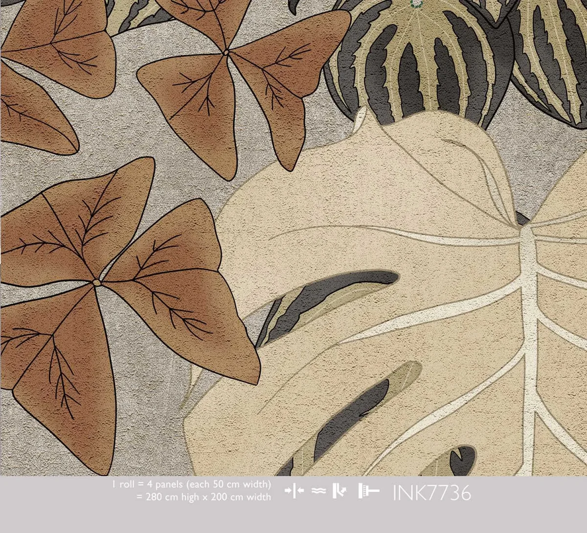 Monstera Big Gray - Papier peint