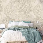 Sculpted Leaves Sand - Wallpaper