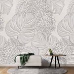 Sculpted Leaves Gray - Wallpaper