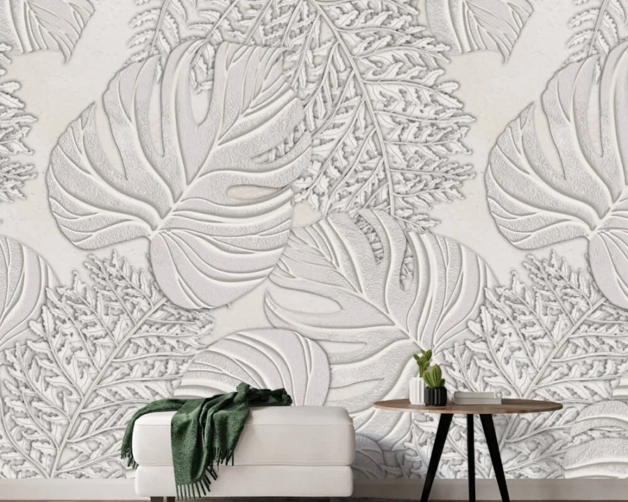 Sculpted Leaves Gray - Tapete