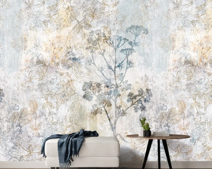 INGK Behang INK7745 geplakt in de slaapkamer op de muur