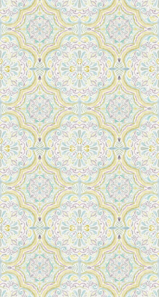 Dessin Sweet Ornament plat, een fijn ornamentpatroon in mintgroen en geel