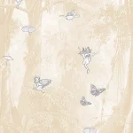 Dessin Fairytale Forest plat, een getekend sprookjesbos met feeën op zandkleur