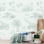 Kinderbehang het platte beeld per rol INK7837