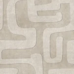 Het dessin plat weergegeven: een doolhof van afgeronde lijnen in beige reliëf
