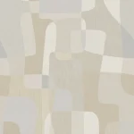 Het dessin plat weergegeven: afgeronde blokken in beige, crème en lichtblauw