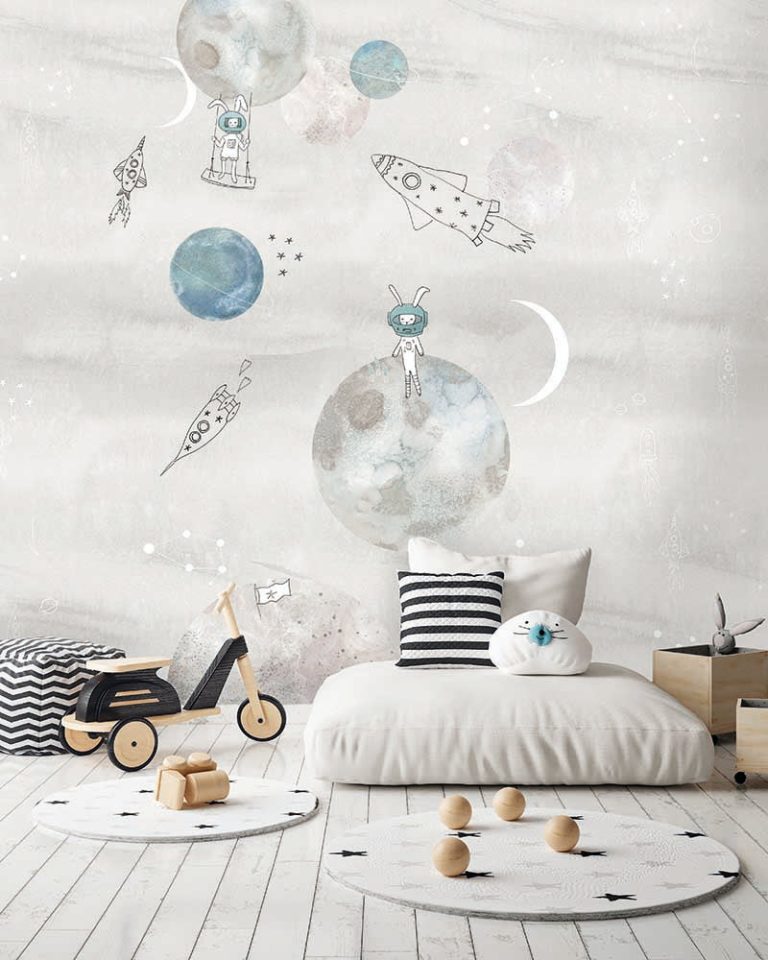 Papier peint enfant Too The MooooN (Gray)