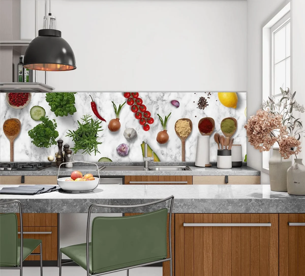 Spatwand met print - spices and Herbs
