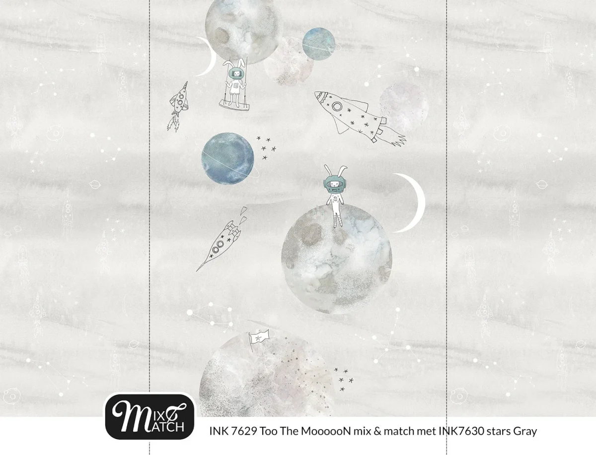 Papier peint enfant Too The MooooN (Gray)