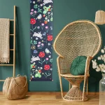 Textielposter: Konijntjes, bloemen en vlinders