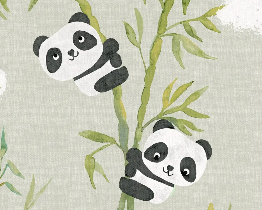 Kinderbehang Panda Love (Groen)