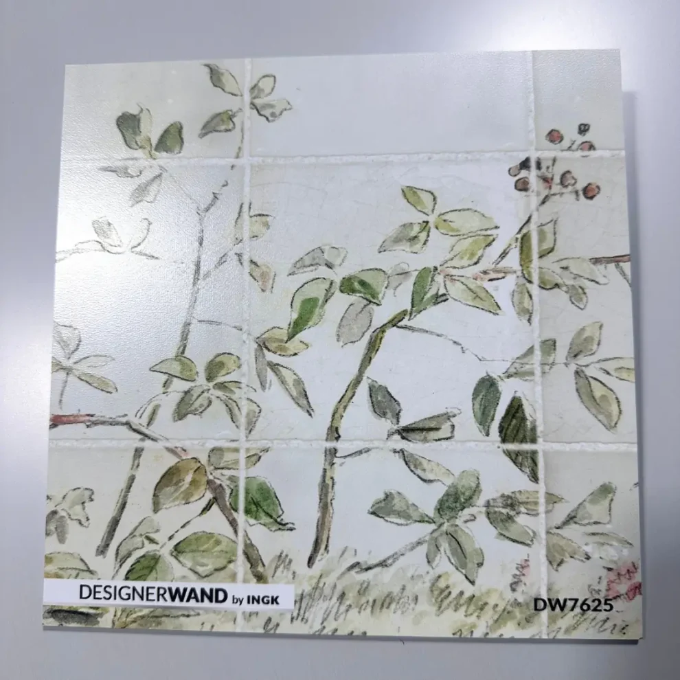 Staal DW7625 spatwand met wildbloemtableau en antiek tegeldesign in groen en rood