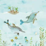 Sam & Luca - Splashing Dolphins blue