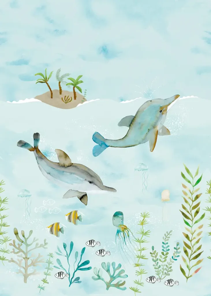 Sam & Luca - Splashing Dolphins blue