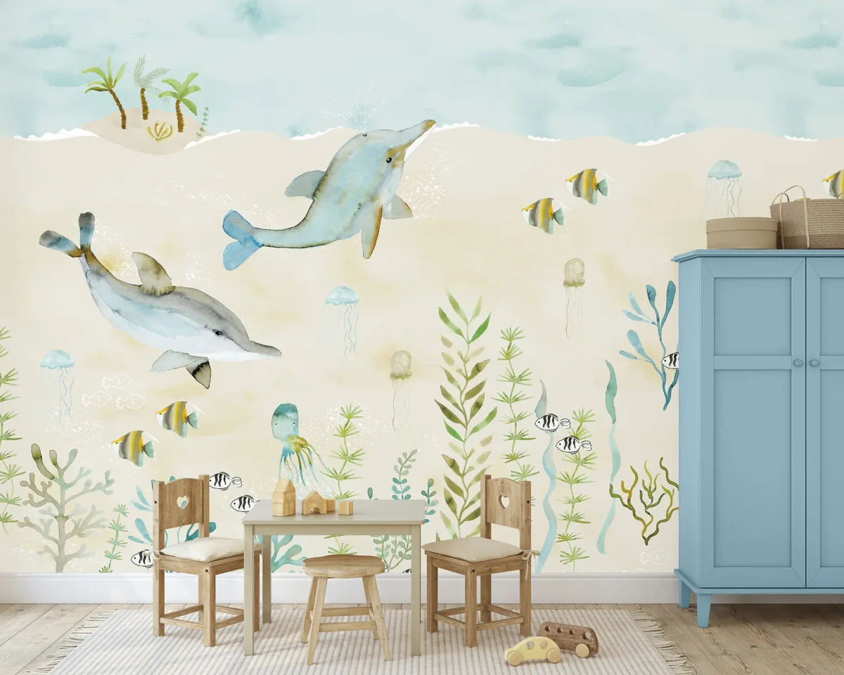 Sam & Luca - Splashing Dolphins beige