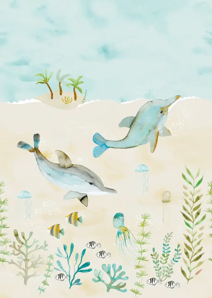 Sam & Luca - Splashing Dolphins beige