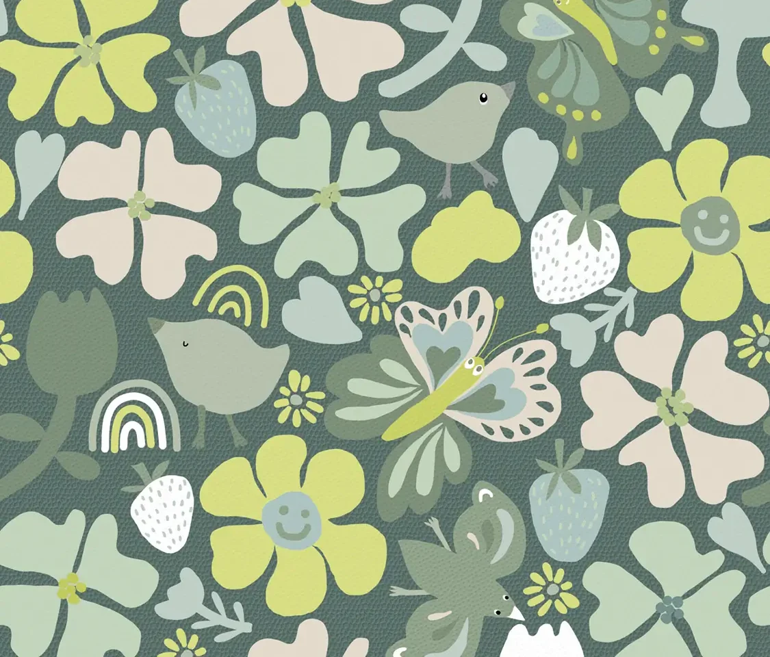 Sam & Luca - Boho Flower Garden dark green