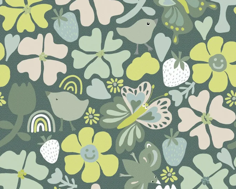Sam & Luca - Boho Flower Garden dark green
