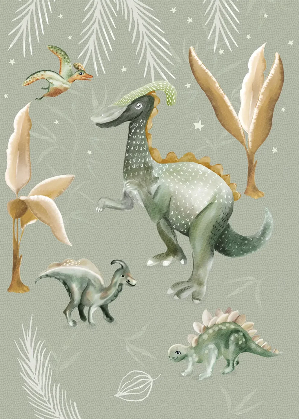 Sam & Luca - Dino nights celadon green