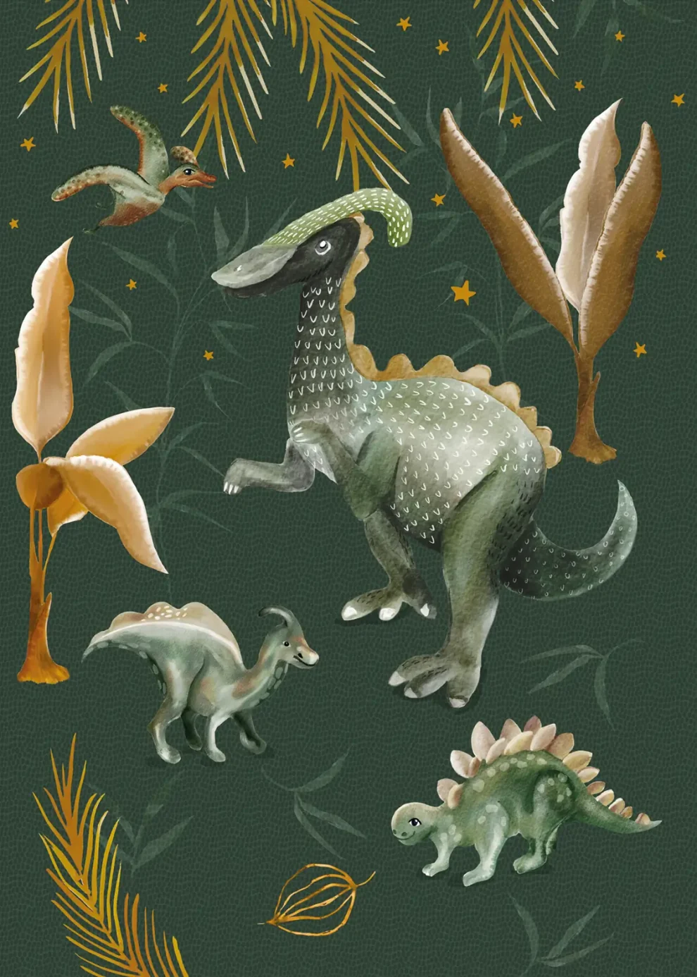 Sam & Luca - Dino nights forest green