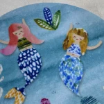 Ronde schoonloopmat met zeemeerminnen ontwerp – kleurrijke bedrukte vloermat voor kinderkamer