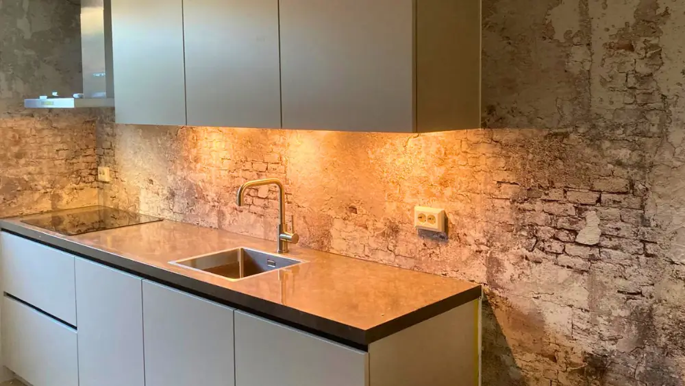 Bakstenen Keuken Achterwand bij een IKEA keuken