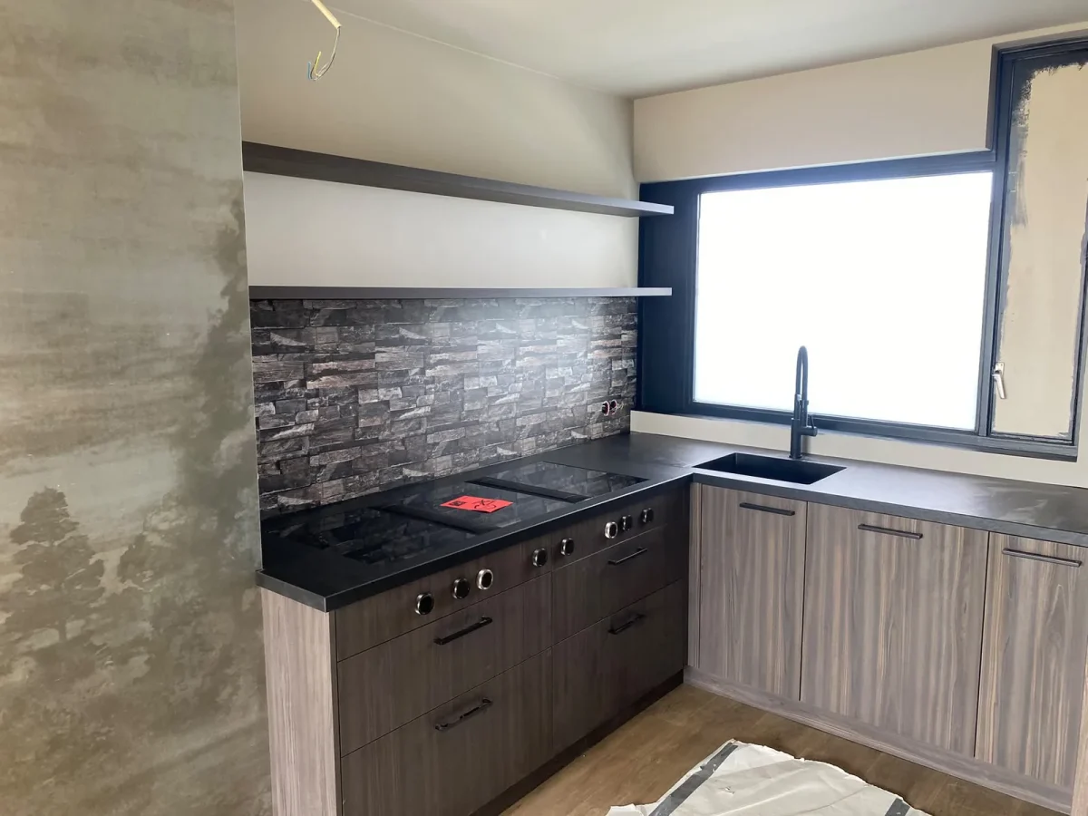 3D Stone Brown – Backsplash in a customer's kitchen