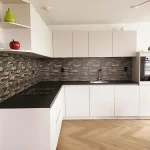 3D Pierre brun, Crédence dans la cuisine d'un client