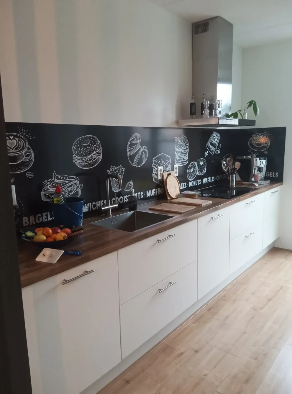 Crédence – Schoolbord Vintage Coffee dans la cuisine d'un client