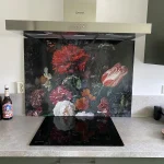 Crédence de cuisine, Fleurs Rijksmuseum dans la cuisine d'un client