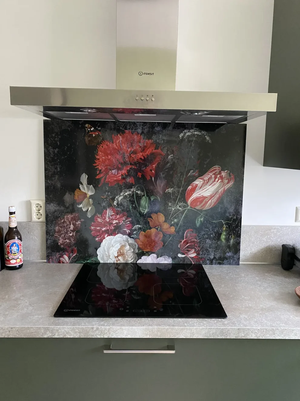 Crédence de cuisine, Fleurs Rijksmuseum dans la cuisine d'un client