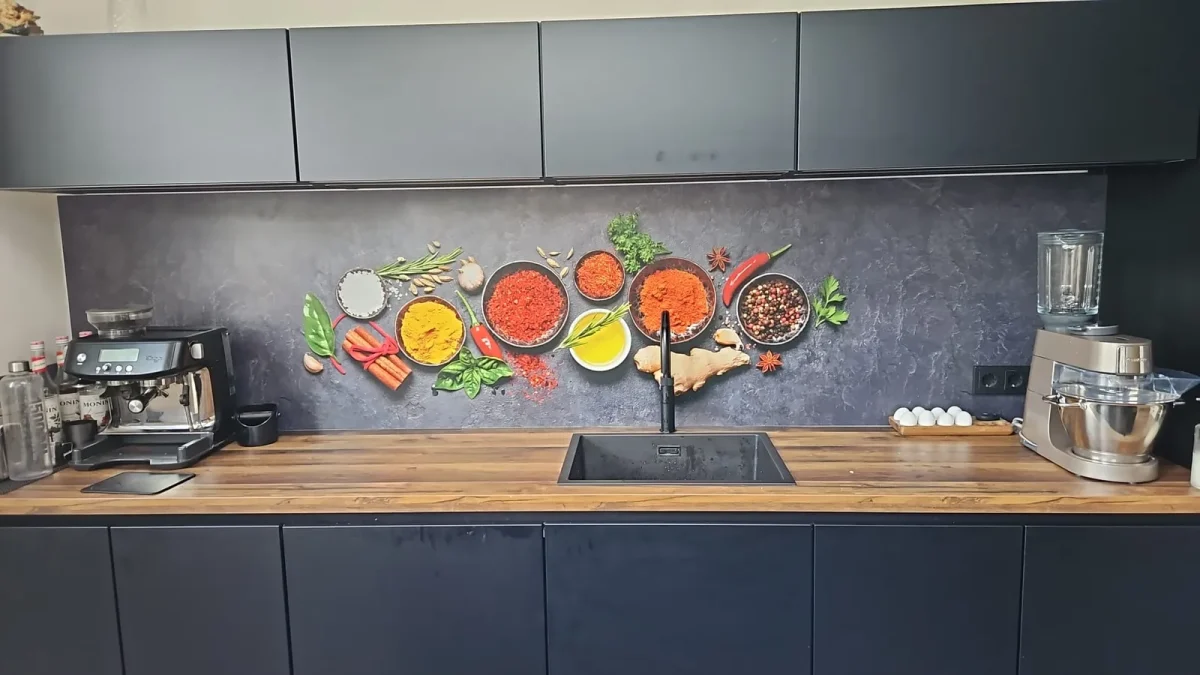 Keukenwand, Kruidenpotjes in de keuken van een klant