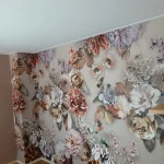 Floral Utopia Behang, Eden Blues in de keuken van een klant