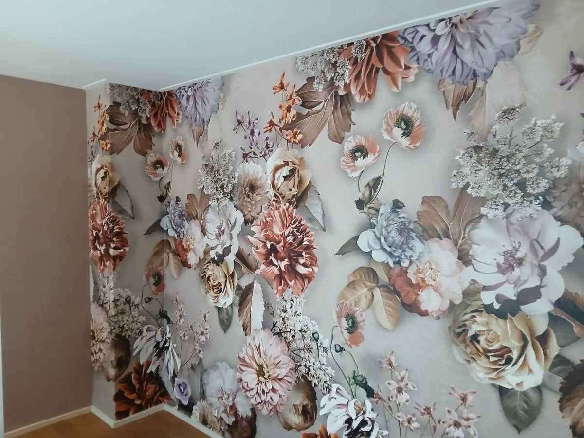 Floral Utopia Behang, Eden Blues in de keuken van een klant