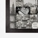 Deurmat met rand met zwart-wit fotocollage van New York