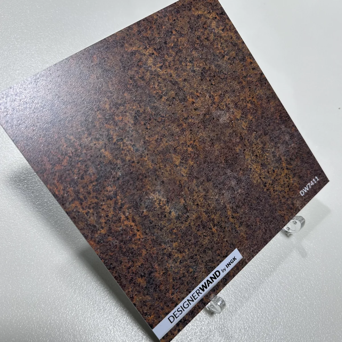 DW7411 sample, 20x20 cm, rusty Corten steel effect in brown and orange
