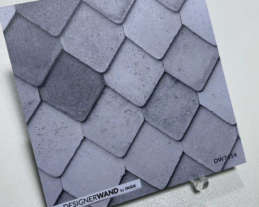 DW7614 sample, 20x20 cm, grey concrete tiles in a scale pattern