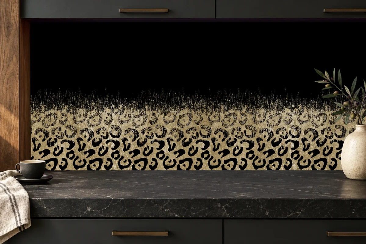 Leopard Print Black Gold Gradient - Backsplash - DW8705, kitchen visual 5