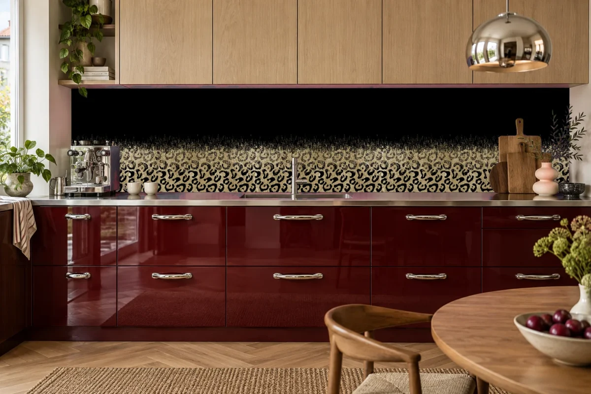 Leopard Print Black Gold Gradient - Backsplash - DW8705, kitchen visual