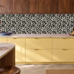 Panterprint Zwart Zand - Spatwand - DW8706, keukensimulatie
